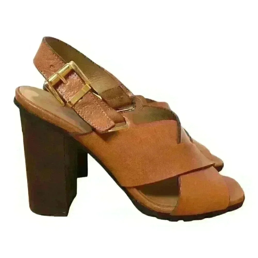 NAPOLEON Leather Slingback Sandals Block Heel ITALY Strappy Casual - Picture 3 of 10